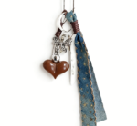 Brown heart-shaped bag decoration