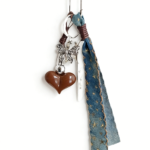 Brown heart-shaped bag decoration